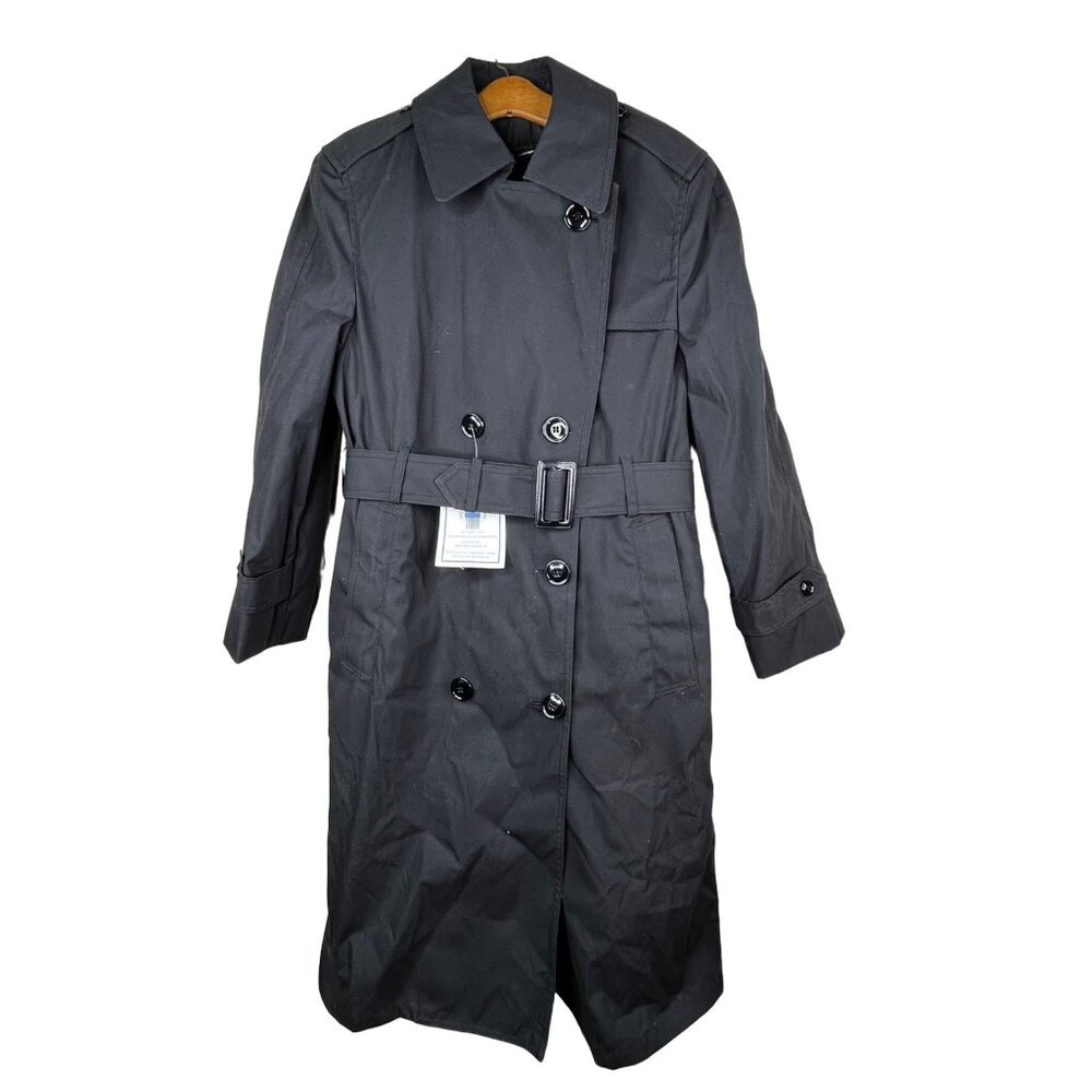 DSCP Military Trench Coat Size 8S Garrison Collection All Weather Black NEW